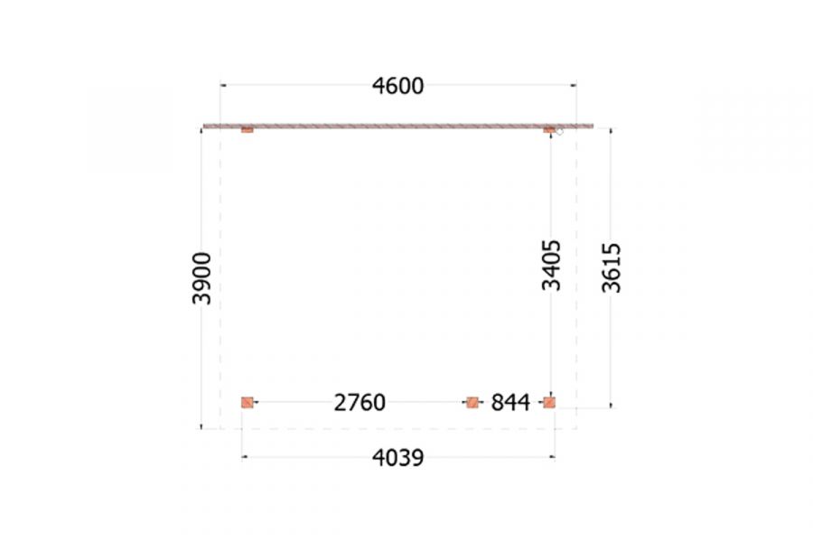 Aanbouwveranda Lucca 460x390 cm - Plat dak model rechts