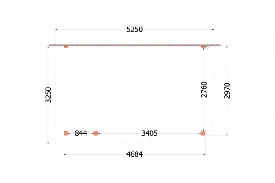 Aanbouwveranda Lucca 525x325 cm - Plat dak model links