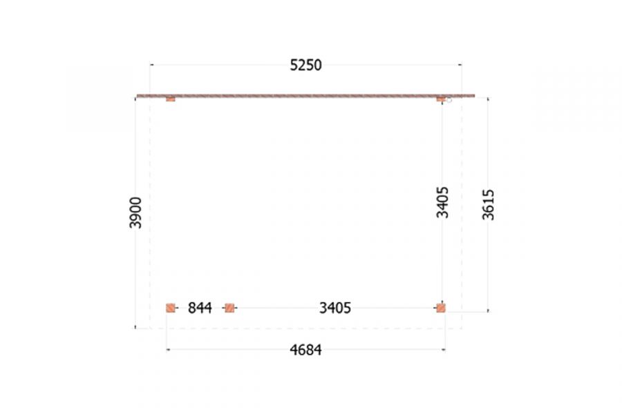 Aanbouwveranda Lucca 525x390 cm - Plat dak model links