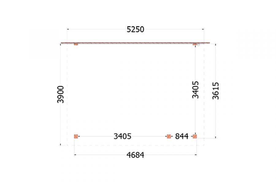 Aanbouwveranda Lucca 525x390 cm - Plat dak model rechts