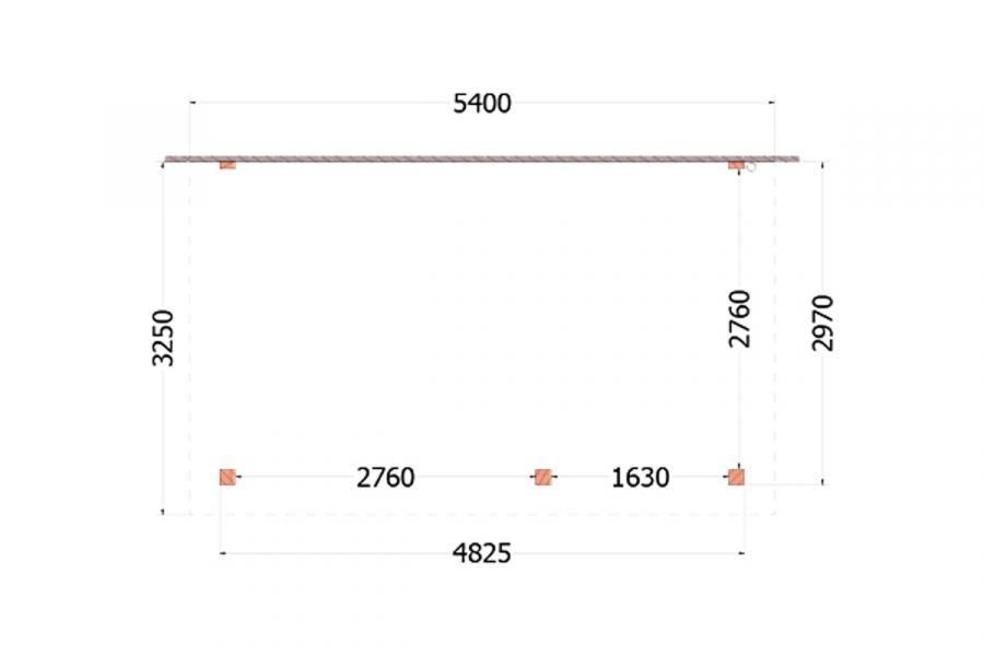 Aanbouwveranda Lucca 540x325 cm - Plat dak model rechts