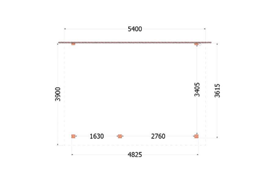 Aanbouwveranda Lucca 540x390 cm - Plat dak model links