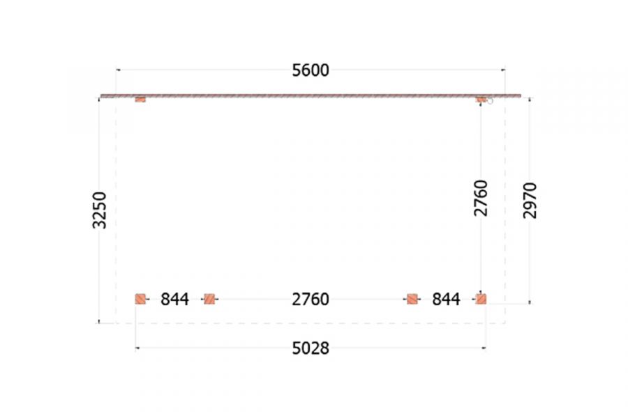 Aanbouwveranda Lucca 560x325 cm - Plat dak