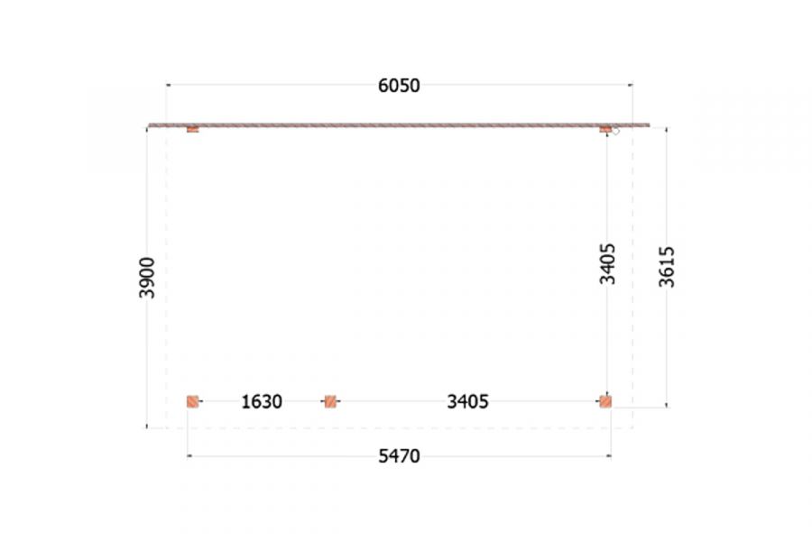 Aanbouwveranda Lucca 605x390 cm - Plat dak model links