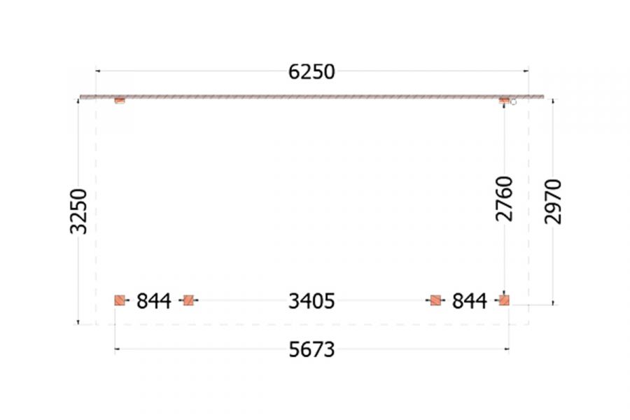 Aanbouwveranda Lucca 625x325 cm - Plat dak