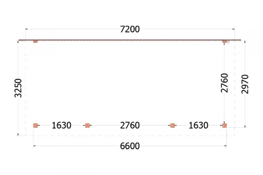 Aanbouwveranda Lucca 720x325 cm - Plat dak