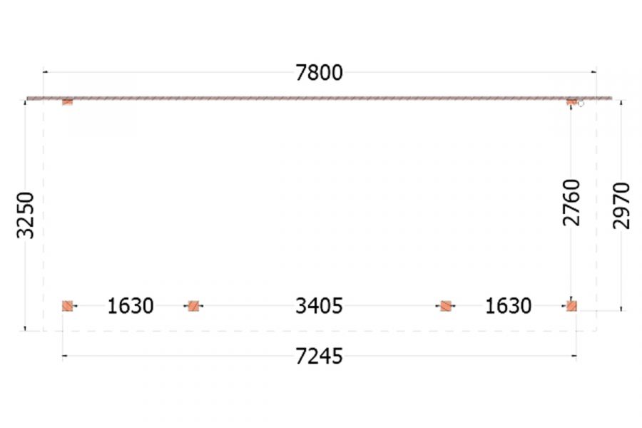 Aanbouwveranda Lucca 780x325 cm - Plat dak