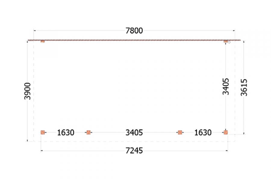 Aanbouwveranda Lucca 780x390 cm - Plat dak