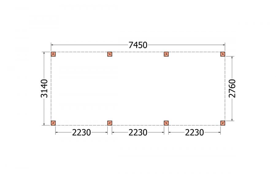 Overkapping Palermo XXL 745x315 cm