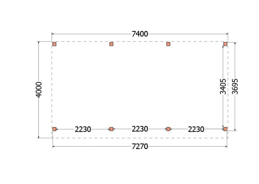 Overkapping Mensa 740x400 cm -  plattegrond