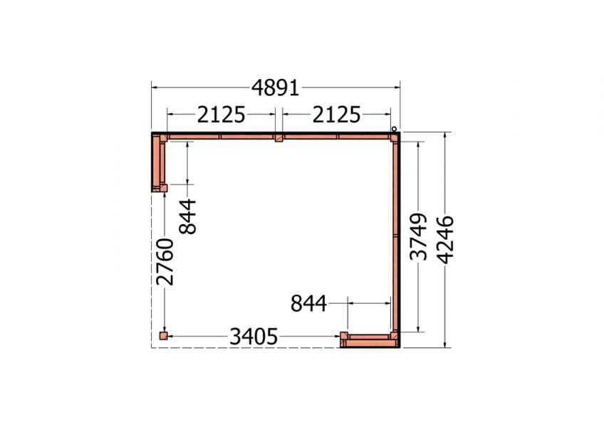 Buitenverblijf Capri 490x425 - Plat dak model rechts