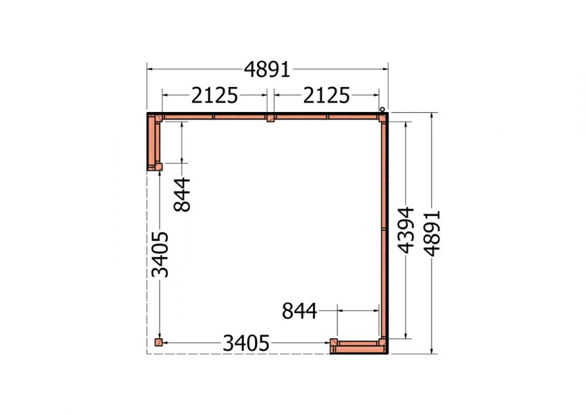 Buitenverblijf Capri 490x490 - Plat dak model rechts