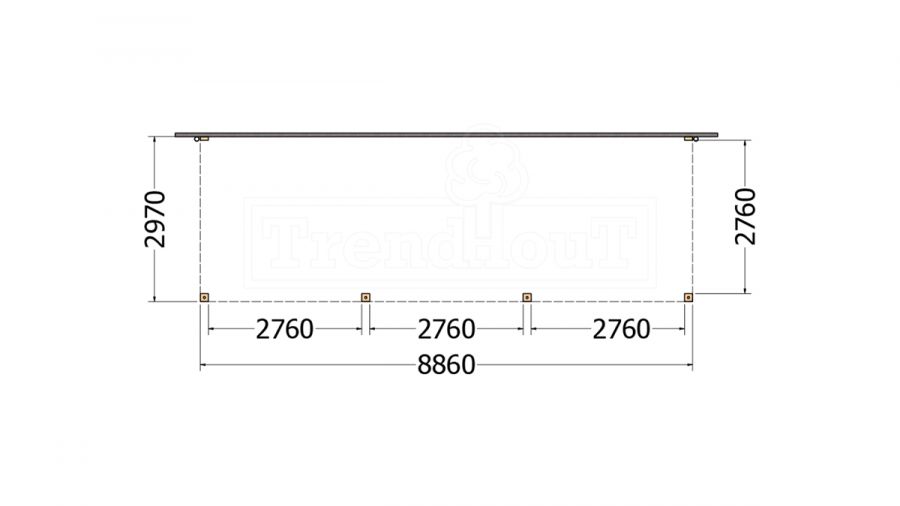 Aanbouwveranda Modena 890x300 cm