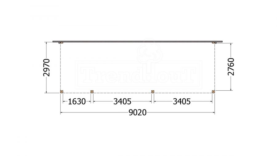 Aanbouwveranda Modena 905x300 cm - model rechts