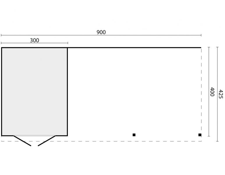 DHZ verblijf Wierden 900x400 cm incl. dubbele deur - verticale wanden onbehandeld