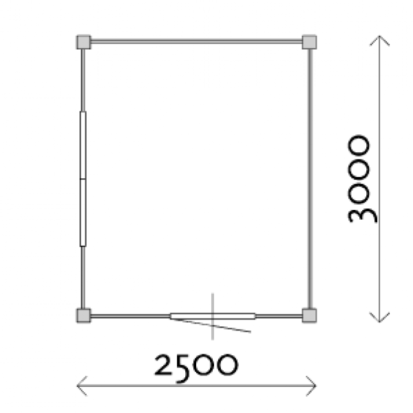 Lugarde Tuinhuis PS1 250x300 cm - 28 mm - plattegrond