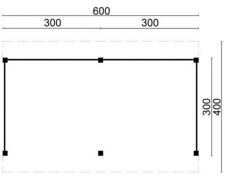 DIY Plat dak Maaseik 600x300 cm - geïmpregneerde wanden plattegrond