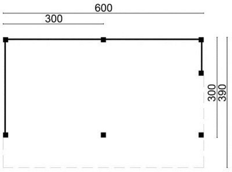 Kapschuur DIY Tongeren 600x390 cm - zwarte wanden plattegrond