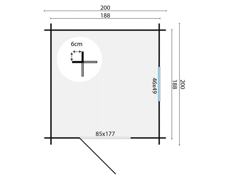 Blokhut Argo 200x200 cm - Grijs geïmpregneerd