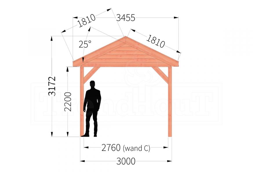 Overkapping Zadeldak Betula 750x350 cm