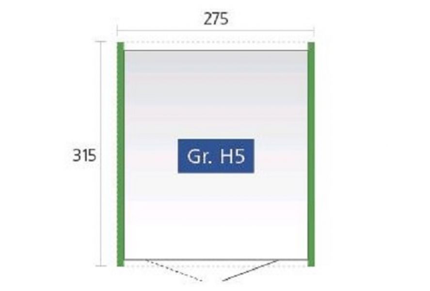 Metalen berging Highline H5 275x315x222 cm plattegrond