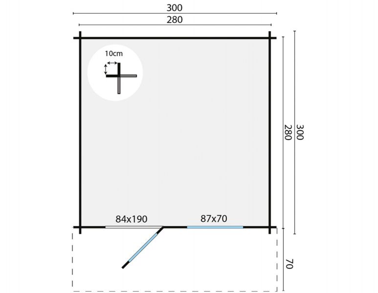 Blokhut Bo 300x300 cm + luifel 70 cm - Bruin geïmpregneerd