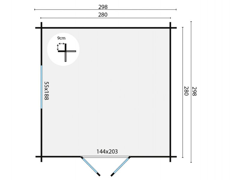 Blokhut Bodine 300x300 cm - Grijs geïmpregneerd