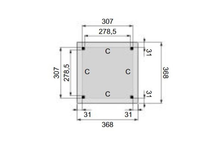 Plattegrond Overkapping Excellent L 310x310 cm