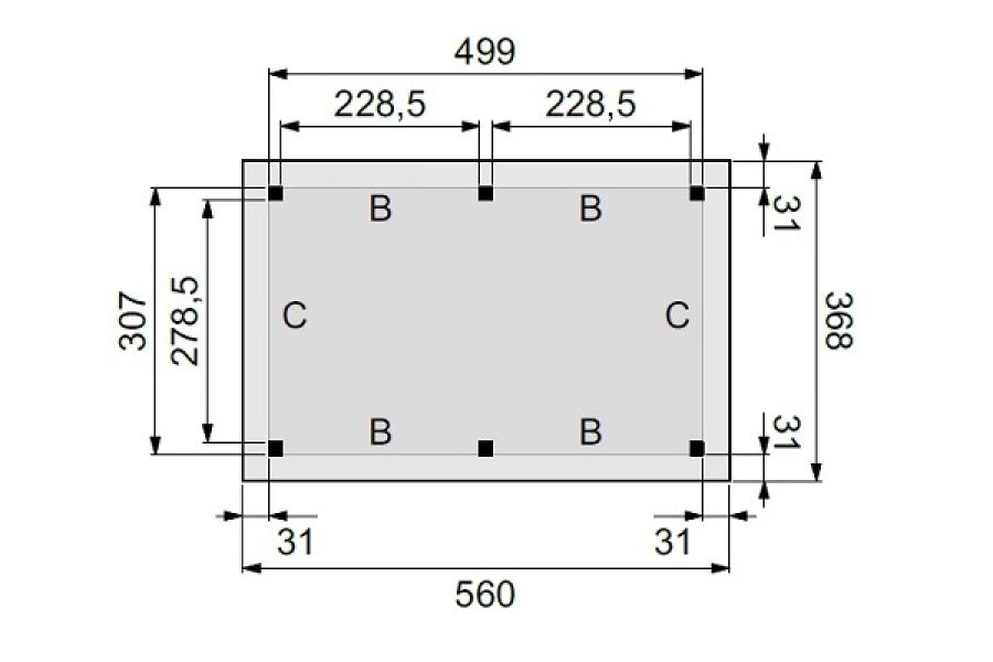 Plattegrond Overkapping Excellent L 500x310 cm