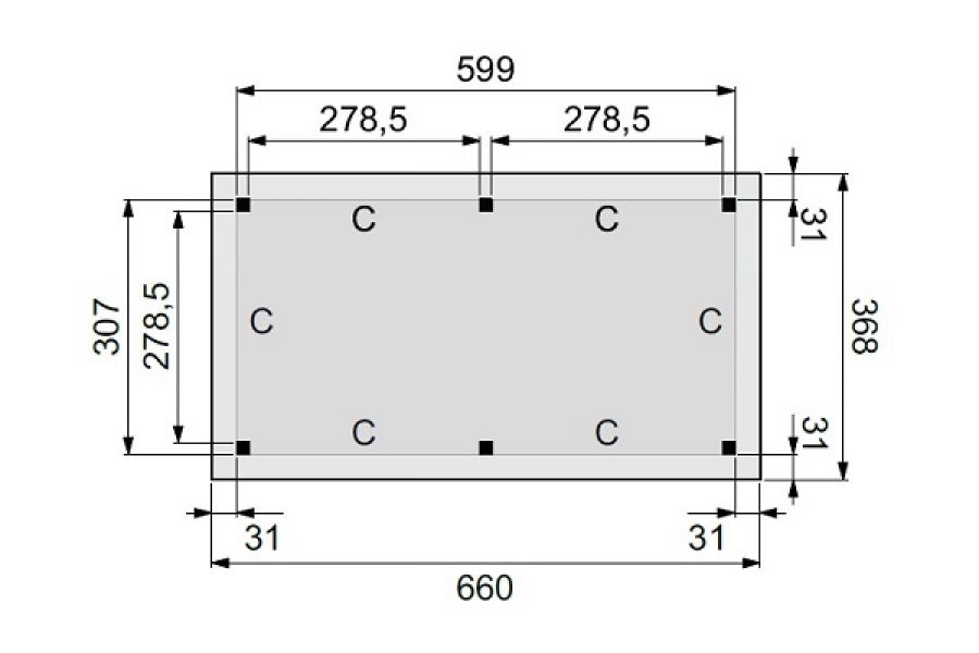 Plattegrond Overkapping Excellent L 600x310 cm