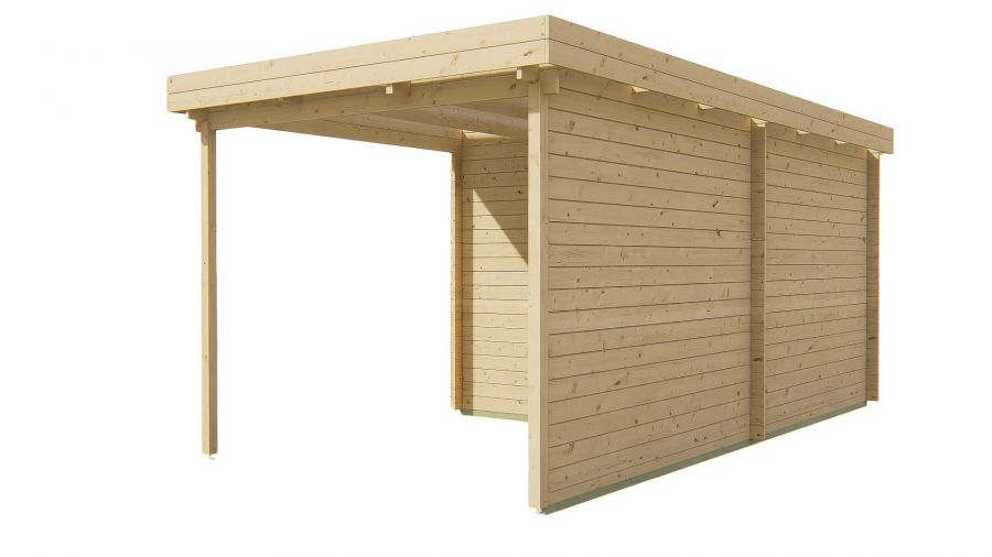 Blokhut Brenda 275x275 cm + luifel 250 cm - Red class wood geïmpregneerd