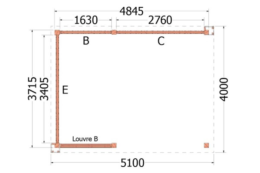 Plattegrond buitenverblijf Verona 510x400 cm model links