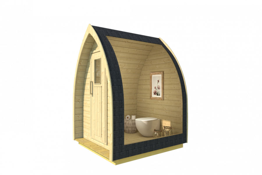 Camping Toilet DHZ - 153x140 cm - incl. dakshingles en vloer - onbehandeld