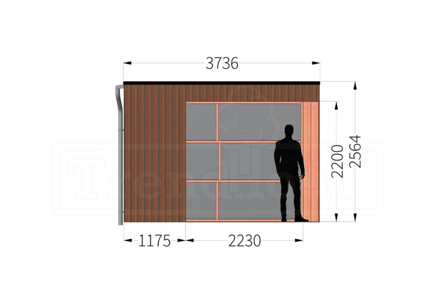 Buitenverblijf Capri 425x375 - Plat dak model rechts