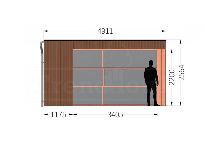 Buitenverblijf Capri 610x490 - Plat dak model rechts