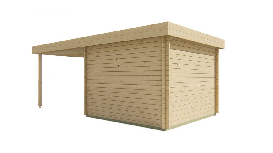 Blokhut Dellinger 300x300 cm + zijluifel 300 cm - Red class wood geïmpregneerd