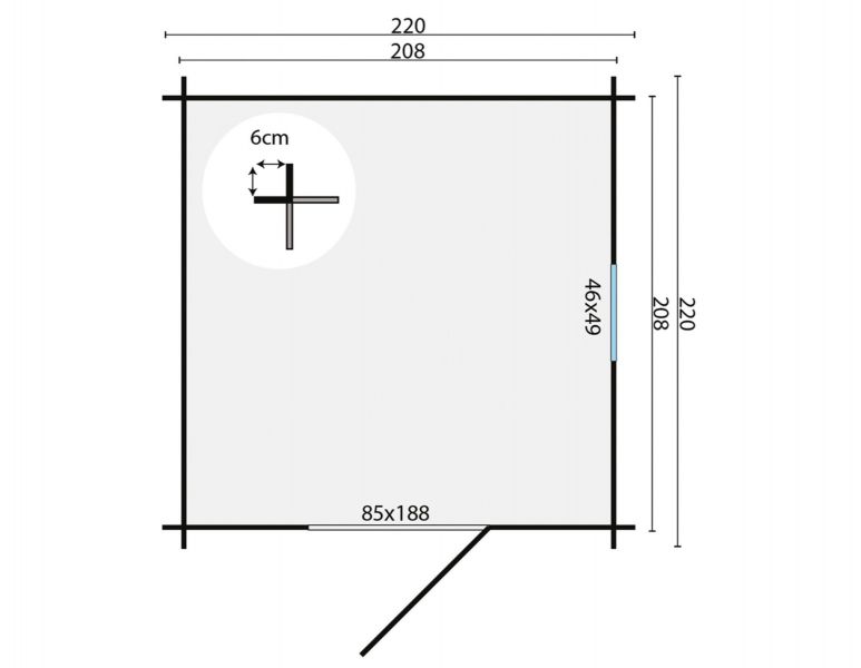 Blokhut Eigo 220x220 cm - Grijs geïmpregneerd