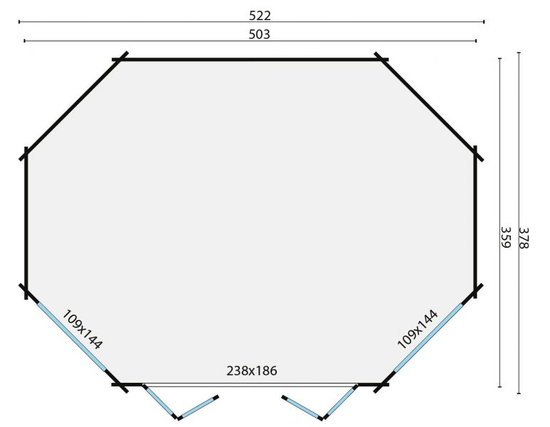 Blokhut Gudrun 525x380 cm - Grijs geïmpregneerd