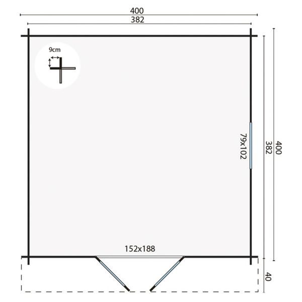 Blokhut Gunda 400x400 cm - Bruin geïmpregneerd