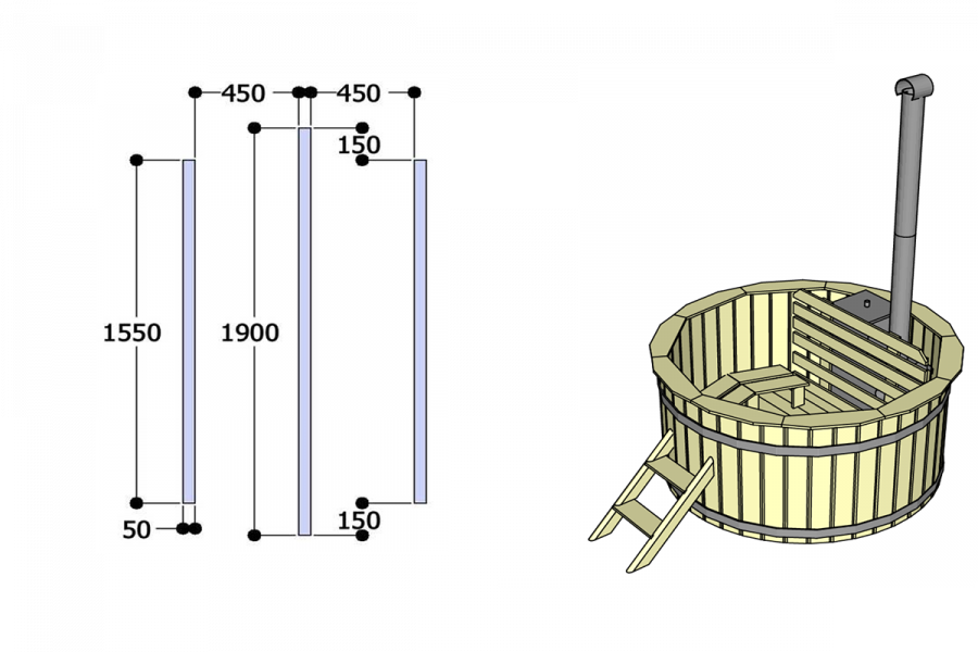 Hottub hout Ø200 cm - interne kachel