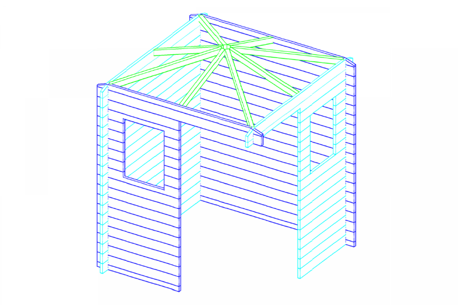 Blokhut 2055 200x200 cm - gecoat