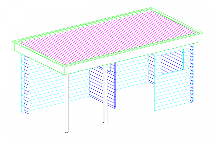 Blokhut 2556Z 250x250 cm + luifel 250 cm - gecoat