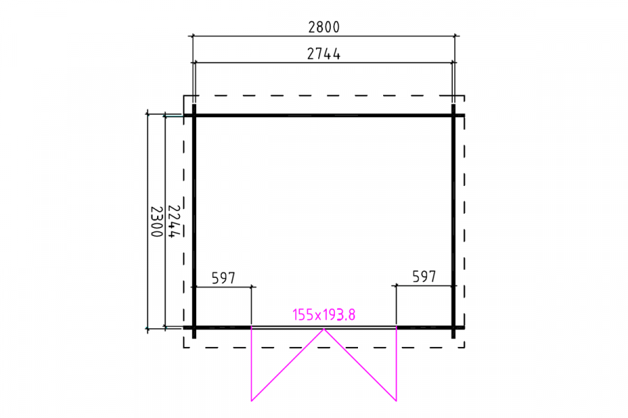 Blokhut 3025L 300x250 cm - exterieur gecoat