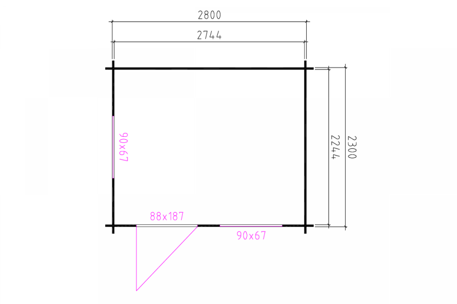 Blokhut 3026 300x250 cm - gecoat