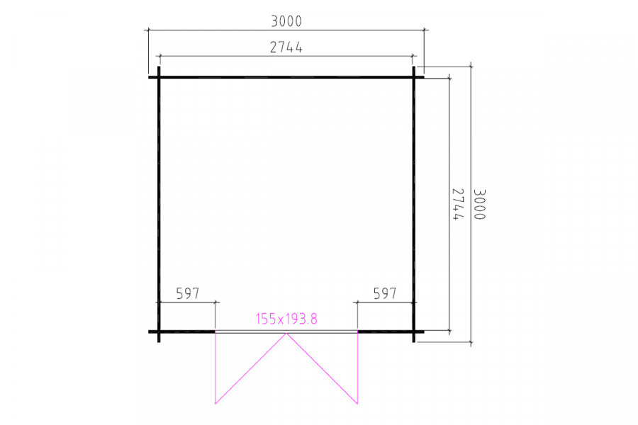 Blokhut 3030L 300x300 cm - geïmpregneerd