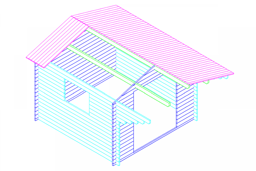 Blokhut 3032 300x300 cm + luifel 120 cm - geïmpregneerd 