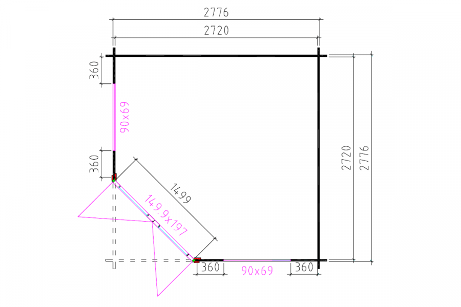 Blokhut 3055K 300x300 cm