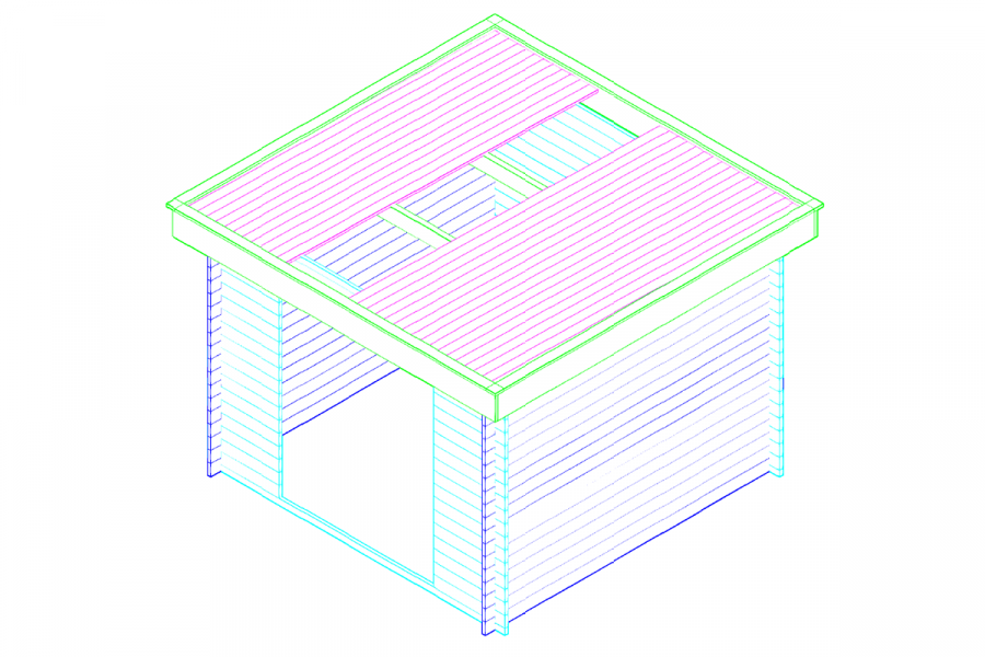 Blokhut 330M 300x300 cm - gecoat