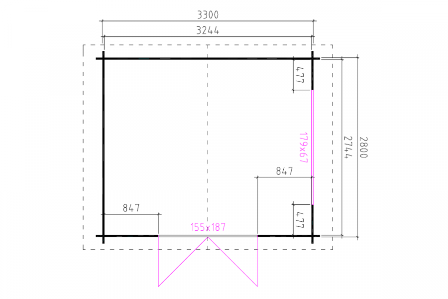 Blokhut 3530K 350x300 cm - geïmpregneerd