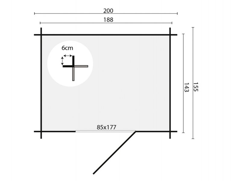 Blokhut Irina 200x155 cm - Grijs geïmpregneerd